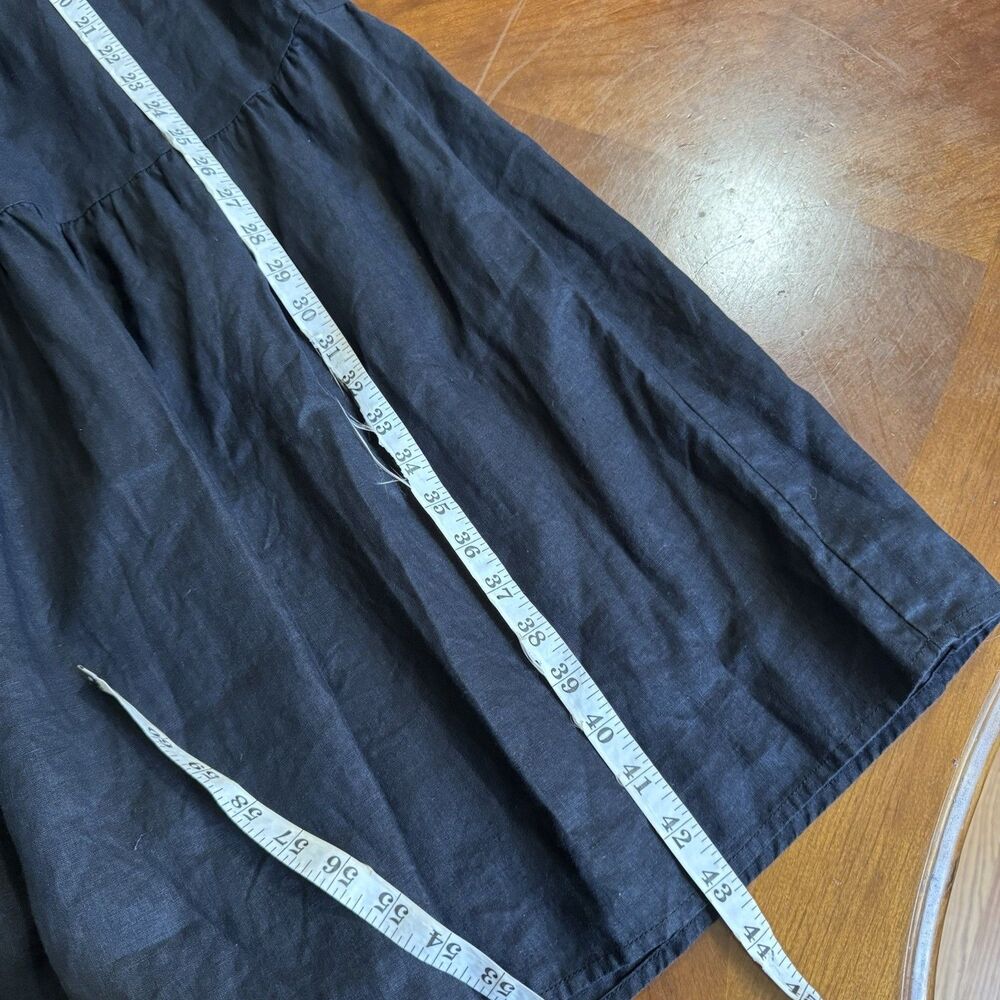 Eileen Fisher Linen Tiered Dress Womens Sz Small Black Midi Coastal Minimalist - Picture 13 of 15